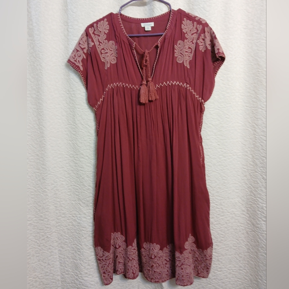 Sundance Deep Red Garment with Stitch Detail